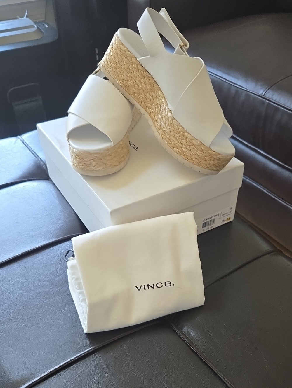 Vince Jesson Leather Espadrille Wedge Sandals